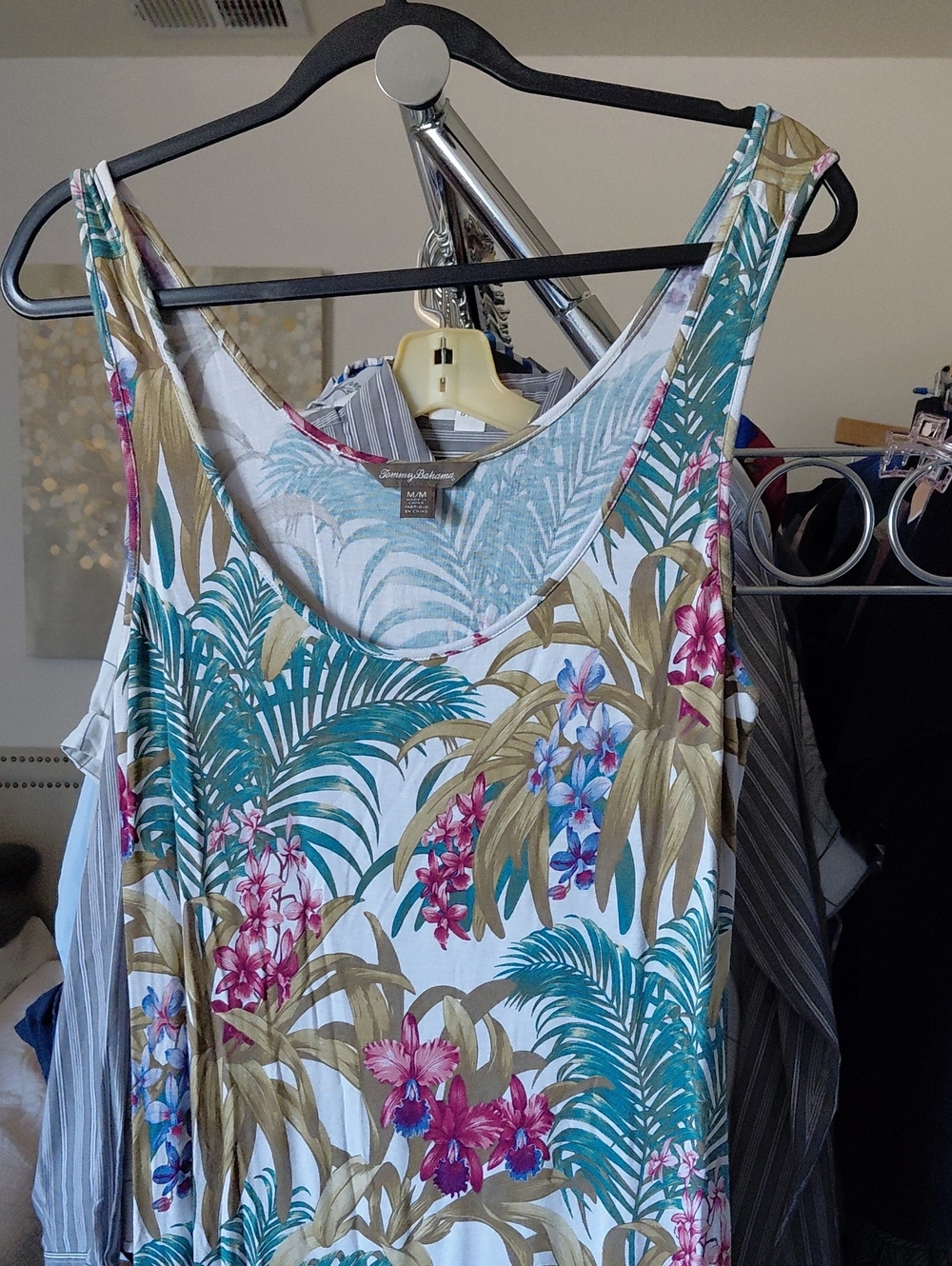 Tommy Bahama Teal, Pink & Tan Tropical Maxi Dress